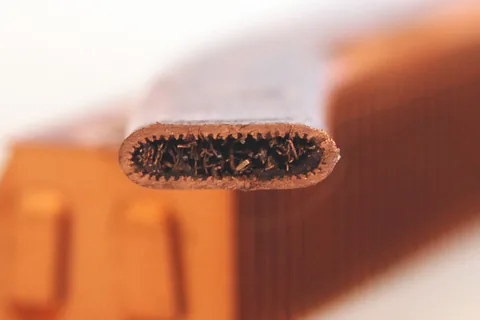 Cross section of a heat pipe of the CPU-cooling system of a laptop